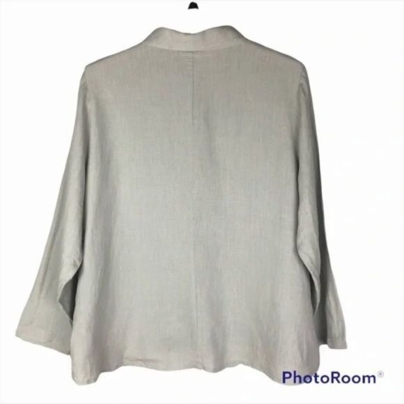 Flax Linen Lagenlook Button Front Blazer Jacket - Picture 2 of 5